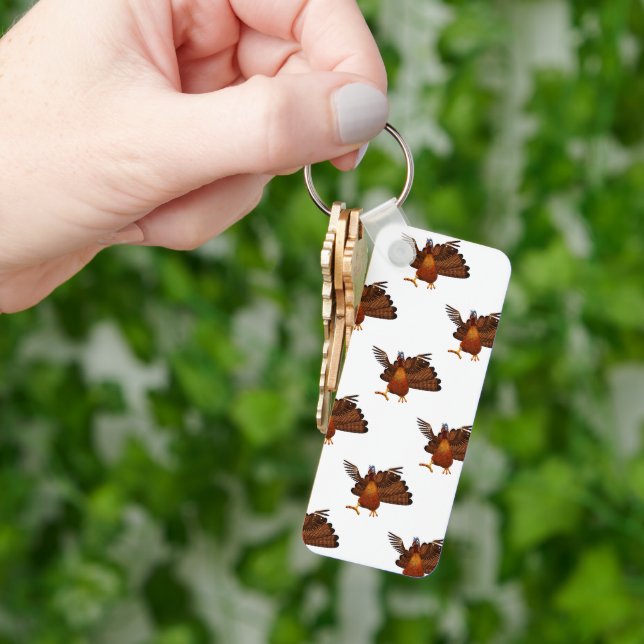 SlipperyJoe's Thanksgiving gobble responsibly live Key Ring (Hand)