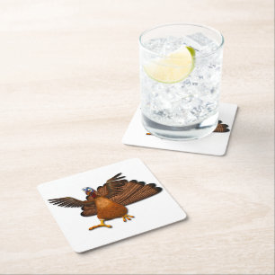 SlipperyJoe's Thanksgiving gobble responsibly live Square Paper Coaster