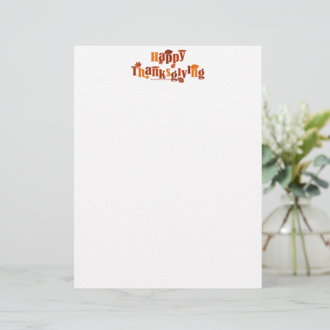 SlipperyJoe's Thanksgiving leaves brown orange pie Custom Letterhead (Standing Front)