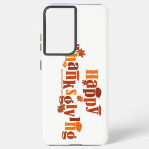 SlipperyJoe's Thanksgiving leaves brown orange pie Samsung Galaxy Case