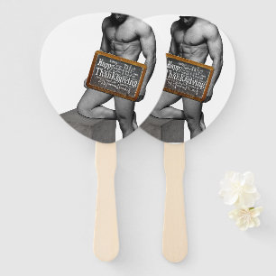 SlipperyJoe's Thanksgiving man hot six-pack abs un Hand Fan