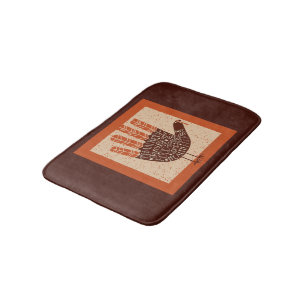 SlipperyJoe's Thanksgiving playful turkey illustra Bath Mat