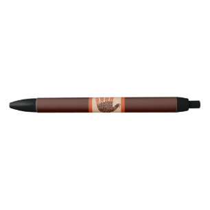 SlipperyJoe's Thanksgiving playful turkey illustra Black Ink Pen