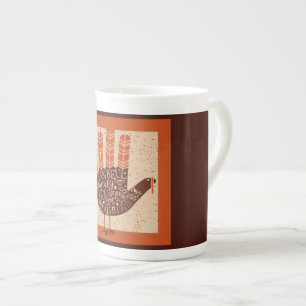 SlipperyJoe's Thanksgiving playful turkey illustra Bone China Mug