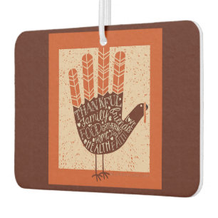 SlipperyJoe's Thanksgiving playful turkey illustra Car Air Freshener