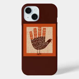 SlipperyJoe's Thanksgiving playful turkey illustra iPhone 15 Case