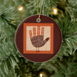SlipperyJoe's Thanksgiving playful turkey illustra Ceramic Ornament