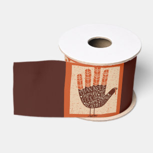 SlipperyJoe's Thanksgiving playful turkey illustra Grosgrain Ribbon