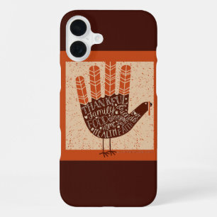 SlipperyJoe's Thanksgiving playful turkey illustra iPhone 16 Plus Case