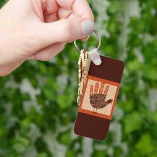 SlipperyJoe's Thanksgiving playful turkey illustra Key Ring