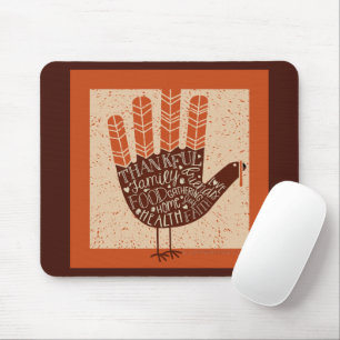 SlipperyJoe's Thanksgiving playful turkey illustra Mouse Pad