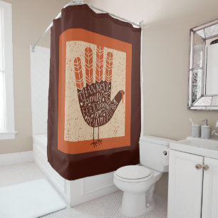 SlipperyJoe's Thanksgiving playful turkey illustra Shower Curtain