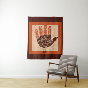 SlipperyJoe's Thanksgiving playful turkey illustra Tapestry