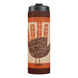 SlipperyJoe's Thanksgiving playful turkey illustra Thermal Tumbler