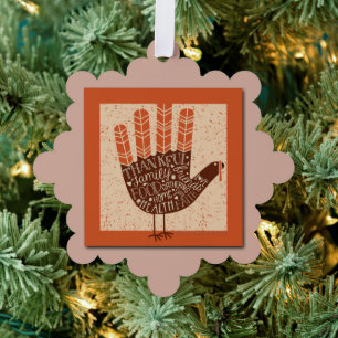 SlipperyJoe's Thanksgiving playful turkey illustra Tree Decoration Card
