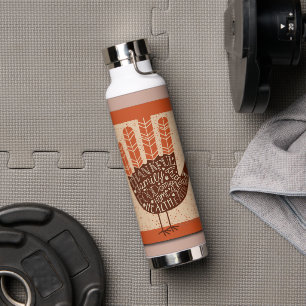 SlipperyJoe's Thanksgiving playful turkey illustra Water Bottle