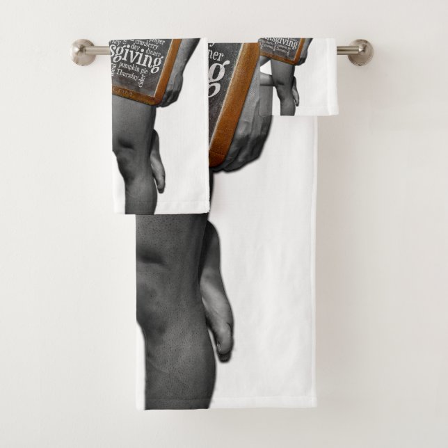 SlipperyJoe's Thanksgiving tradition muscular male Bath Towel Set (Insitu)