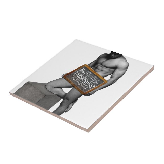 SlipperyJoe's Thanksgiving tradition muscular male Ceramic Tile (Side)