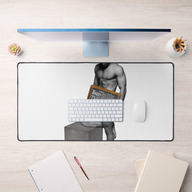 SlipperyJoe's Thanksgiving tradition muscular male Desk Mat (Office 1)