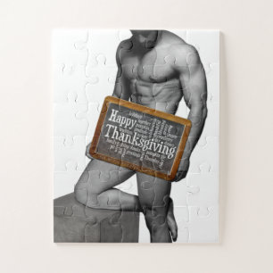 SlipperyJoe's Thanksgiving tradition muscular male Jigsaw Puzzle