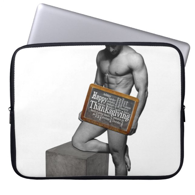 SlipperyJoe's Thanksgiving tradition muscular male Laptop Sleeve (Front)