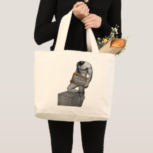SlipperyJoe's Thanksgiving tradition muscular male Large Tote Bag