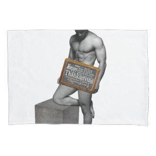 SlipperyJoe's Thanksgiving tradition muscular male Pillowcase