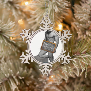 SlipperyJoe's Thanksgiving tradition muscular male Snowflake Pewter Christmas Ornament