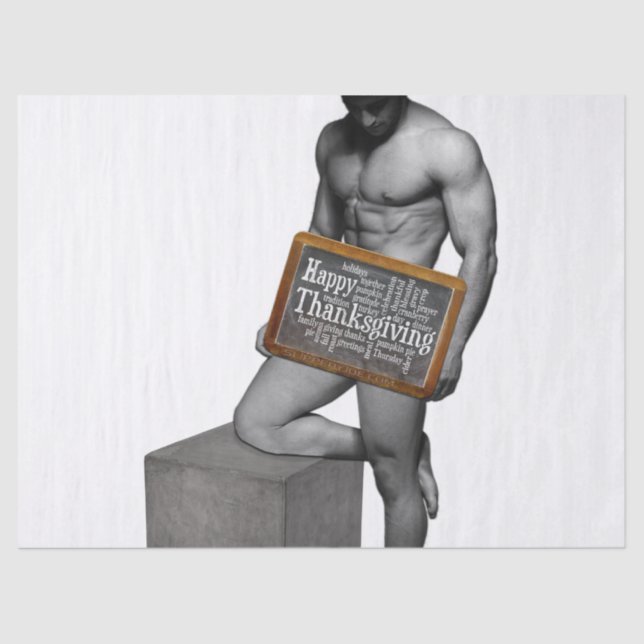 SlipperyJoe's Thanksgiving tradition muscular male Tissue Paper (Front)