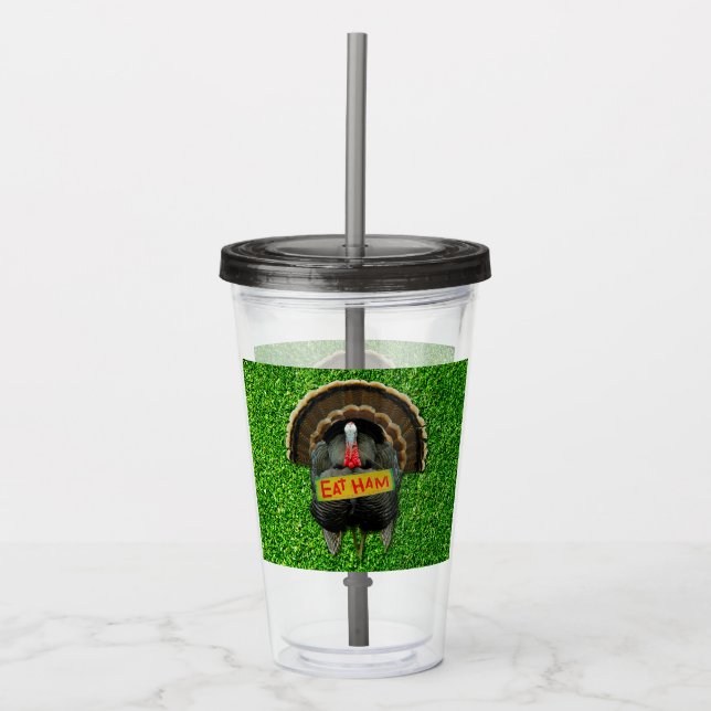 SlipperyJoe's Thanksgiving turkey grass eat ham co Acrylic Tumbler (Front)