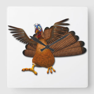 SlipperyJoe's Thanksgiving turkey wings colourful  Square Wall Clock