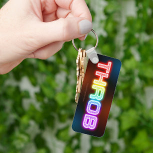 SlipperyJoe's throb rainbow-like gradient thick ca Key Ring