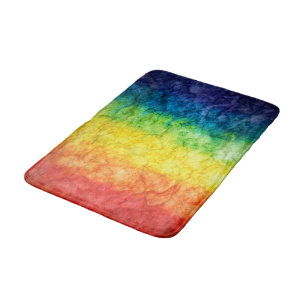 SlipperyJoe's tie-dyed flag rainbow pressed into s Bath Mat