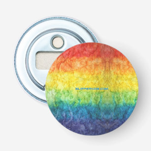 SlipperyJoe's tie-dyed flag rainbow pressed into s Bottle Opener