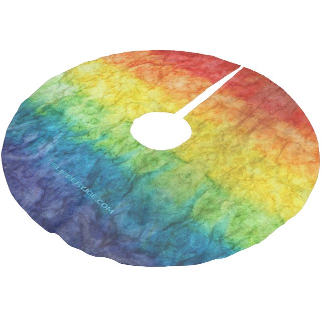 SlipperyJoe's tie-dyed flag rainbow pressed into s Brushed Polyester Tree Skirt (Angled)
