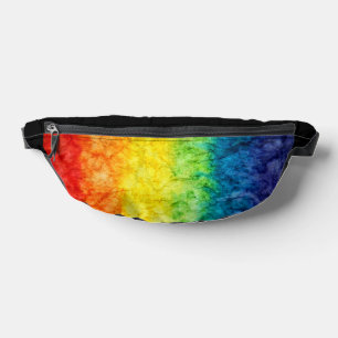 SlipperyJoe's tie-dyed flag rainbow pressed into s Bum Bags