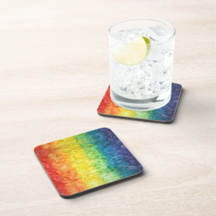 SlipperyJoe's tie-dyed flag rainbow pressed into s Coaster