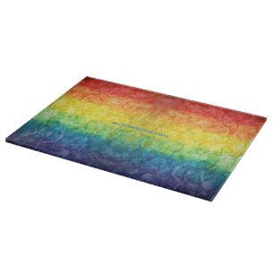 SlipperyJoe's tie-dyed flag rainbow pressed into s Cutting Board