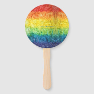 SlipperyJoe's tie-dyed flag rainbow pressed into s Hand Fan