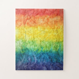 SlipperyJoe's tie-dyed flag rainbow pressed into s Jigsaw Puzzle