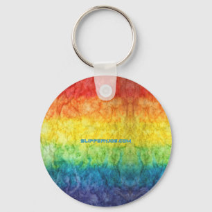 SlipperyJoe's tie-dyed flag rainbow pressed into s Key Ring