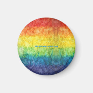 SlipperyJoe's tie-dyed flag rainbow pressed into s Magnet