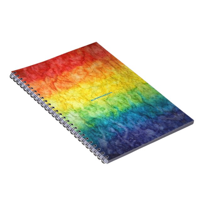 SlipperyJoe's tie-dyed flag rainbow pressed into s Notebook (Right Side)