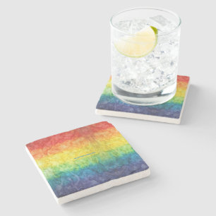 SlipperyJoe's tie-dyed flag rainbow pressed into s Stone Coaster