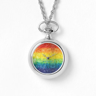 SlipperyJoe's tie-dyed flag rainbow pressed into s Watch
