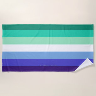 SlipperyJoe's trans-inclusive gay men's flag palet Beach Towel