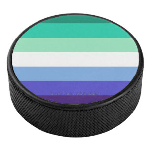 SlipperyJoe's trans-inclusive gay men's flag palet Hockey Puck