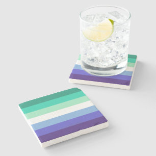 SlipperyJoe's trans-inclusive gay men's flag palet Stone Coaster