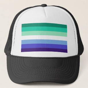 SlipperyJoe's trans-inclusive gay men's flag palet Trucker Hat