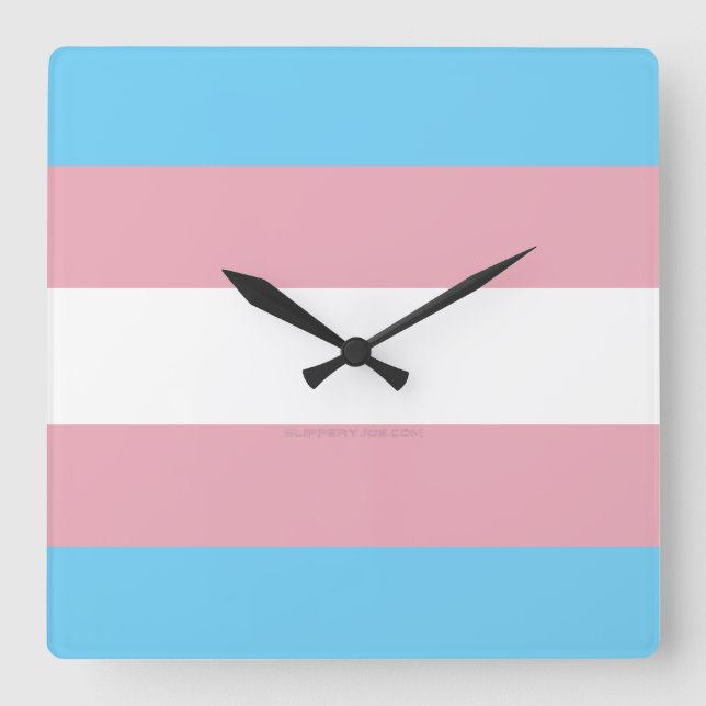 SlipperyJoe's transgender pride flag visibility di Square Wall Clock (Front)